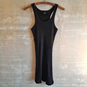 487a. black vintage Bliss ribbed cotton y2k tank top dress, M